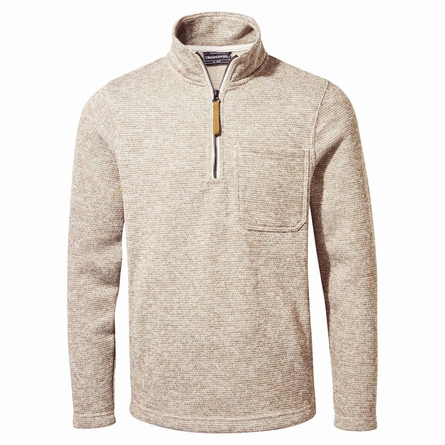 Beige Craghoppers Barona Half Zip Men's Sweaters | FOI1684PQ