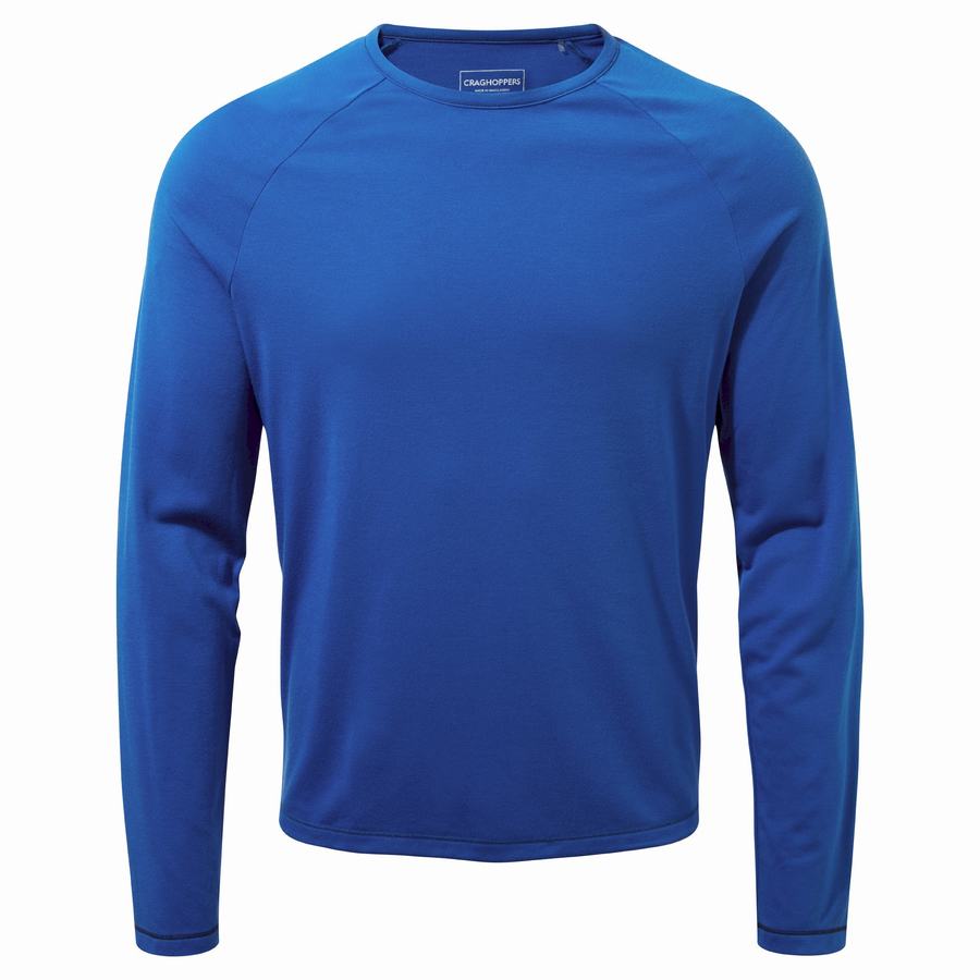 Blue Craghoppers First Layer Long-Sleeved Men's T-Shirts | QCG9675NL