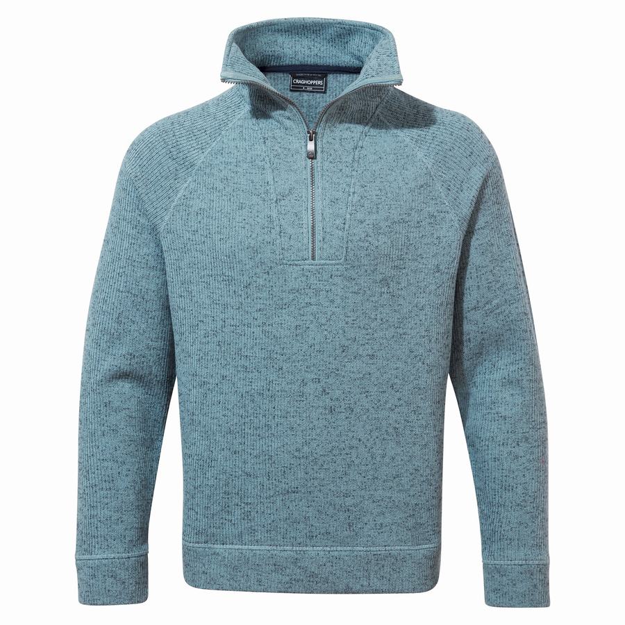 Blue Craghoppers Logan Half Zip Men's Sweaters | YDP7351ZG