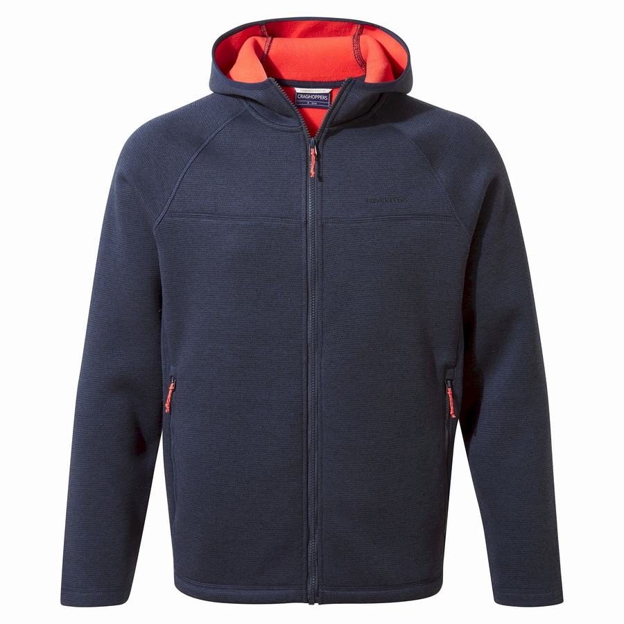 Blue Navy Craghoppers Brayden Hooded Men's Sweaters | BNJ75100JS