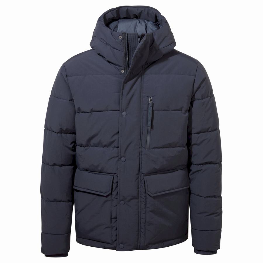 Blue Navy Craghoppers Dunbeath Insulated Hooded Men's Jackets | UPA4062JA