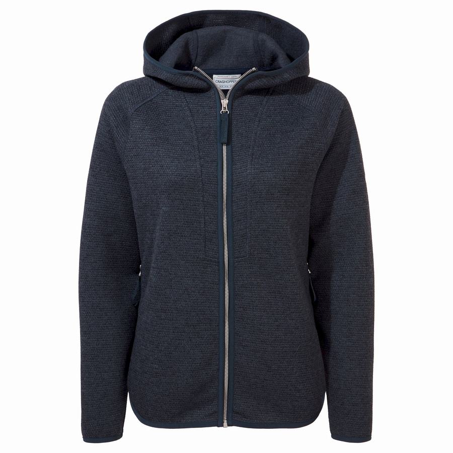 Blue Navy Craghoppers Elena Hooded Women's Sweaters | NUU6168JX