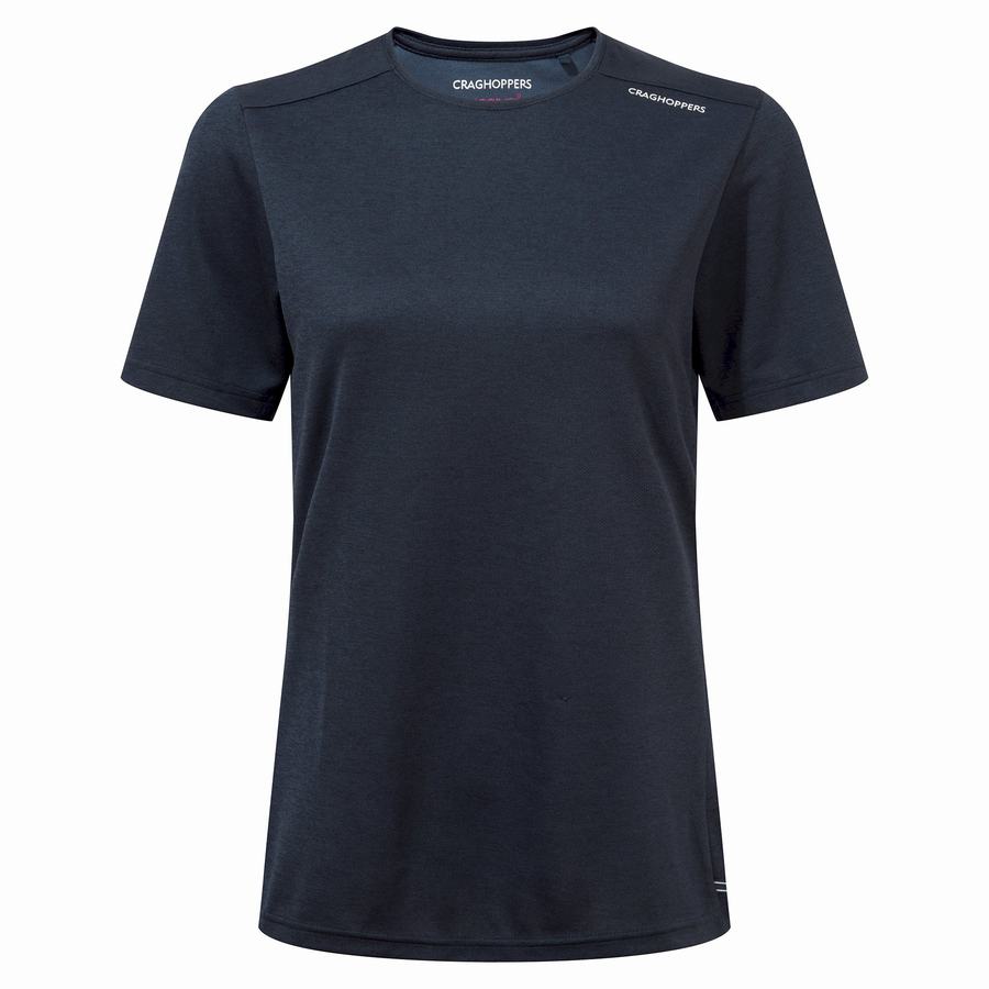 Blue Navy Craghoppers NosiLife Candella Short Sleeved Women's T-Shirts | HIV109YJ