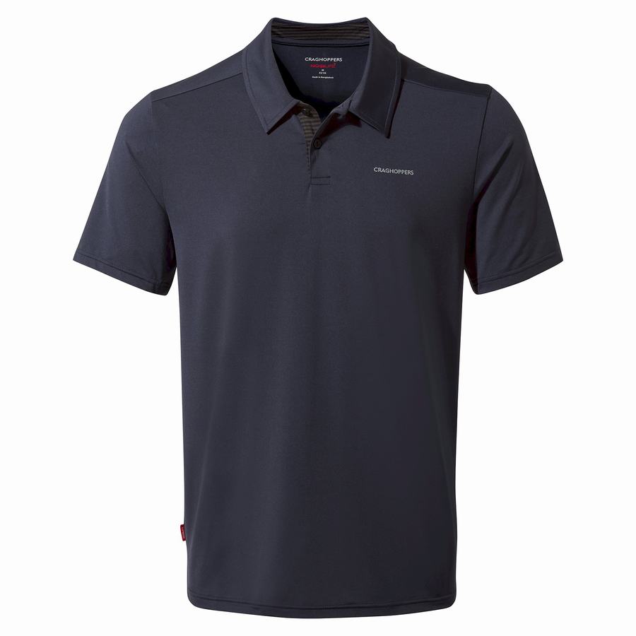 Blue Navy Craghoppers NosiLife Pro Short Sleeved Polo Men's T-Shirts | RYK4182GK