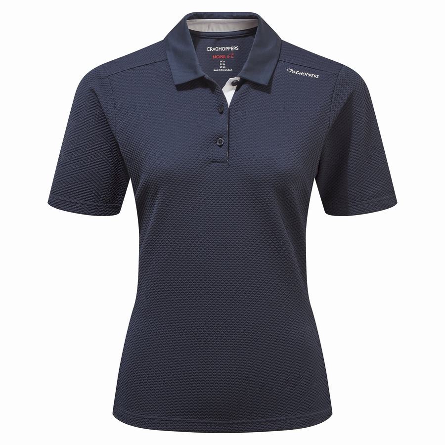 Blue Navy Craghoppers NosiLife Short Sleeved Polo Women's T-Shirts | DUR6728HY