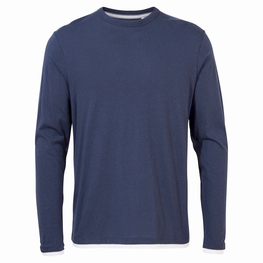 Blue Navy Craghoppers Nosibotanical Coulter Long Sleeved Men's T-Shirts | JMP2237OA