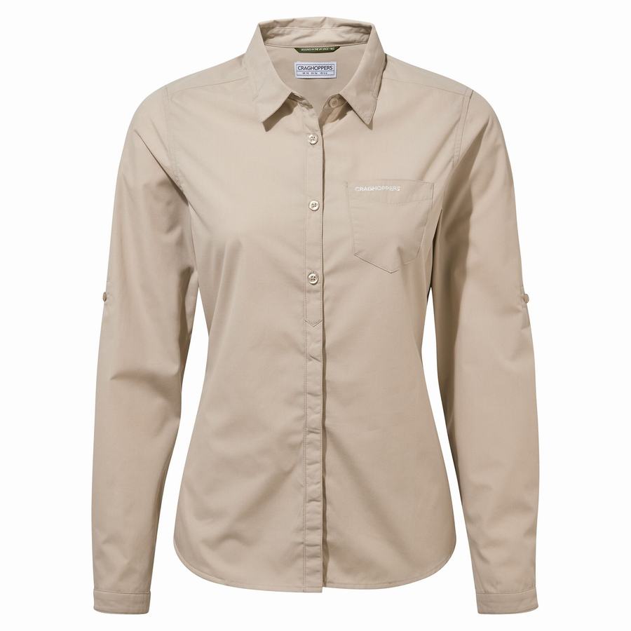 Brown Craghoppers Kiwi II Long Sleeved Women's Shirts | HEP2194OA