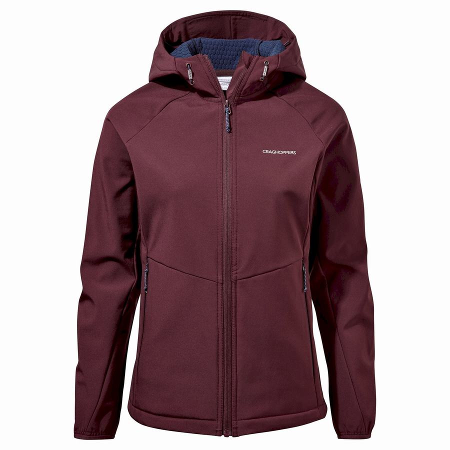 Dark Red Craghoppers Kalti Weatherproof Hooded Women's Jackets | XAP239AI