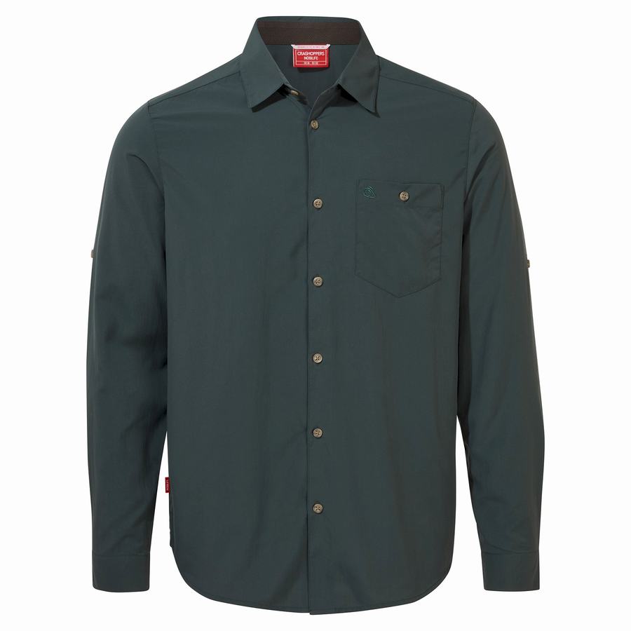 Green Craghoppers NosiLife Nuoro Long Sleeved Men's Shirts | SUX6057RF