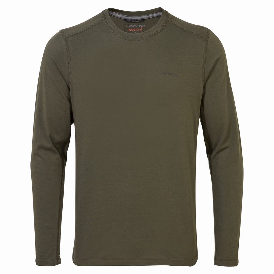 Green Craghoppers NosiLife Talen Long Sleeved Men's T-Shirts | LDS8346VL