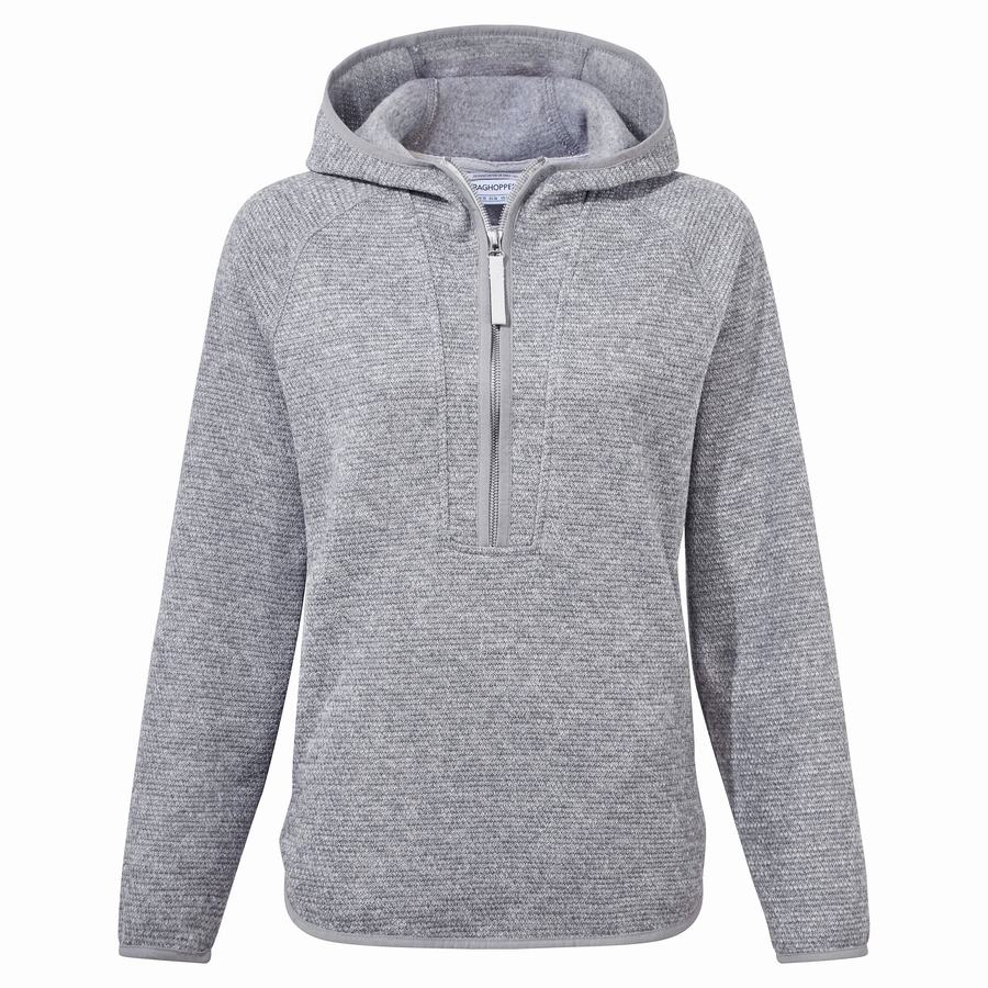 Grey Craghoppers Elena Hooded Half Zip Women's Sweaters | SLC3015FQ