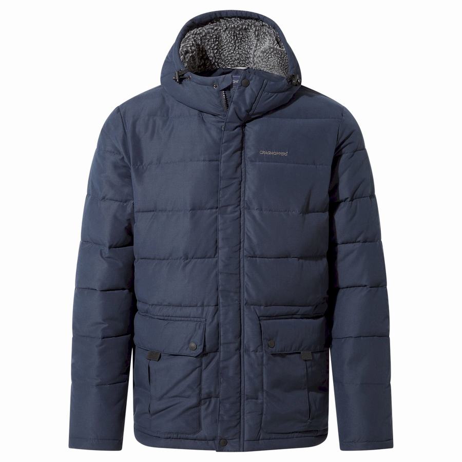 Navy Dark Blue Craghoppers Insulated Trillick Downhike Hooded Men's Jackets | PGT4251CP