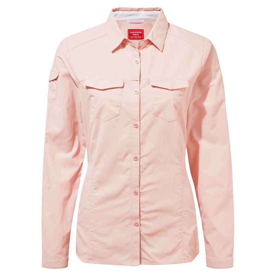 Pink Craghoppers NosiLife Adventure II Long Sleeved Women's Shirts | QOS6199DD