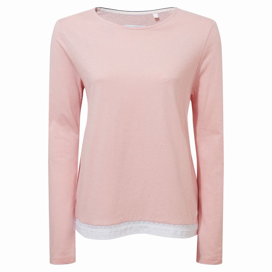 Pink Craghoppers Nosibotanical Magnolia Long Sleeved Women's T-Shirts | VLE1156IQ