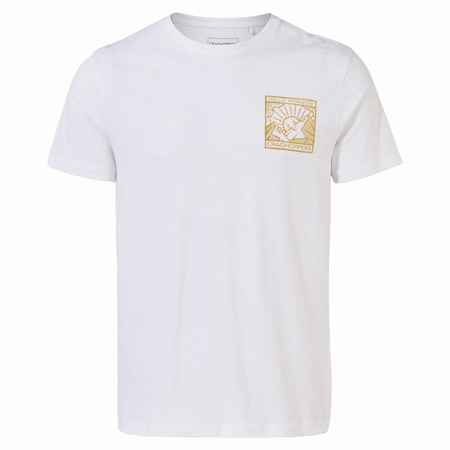 White Craghoppers Lugo Short Sleeved Men's T-Shirts | GKK9563GS