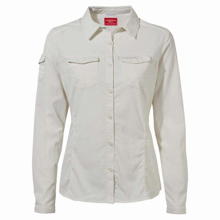 White Craghoppers NosiLife Adventure II Long Sleeved Women's Shirts | HIS1073NK