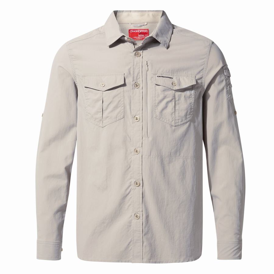 White Craghoppers NosiLife Adventure II Long Sleeved Men's Shirts | WNS745OB