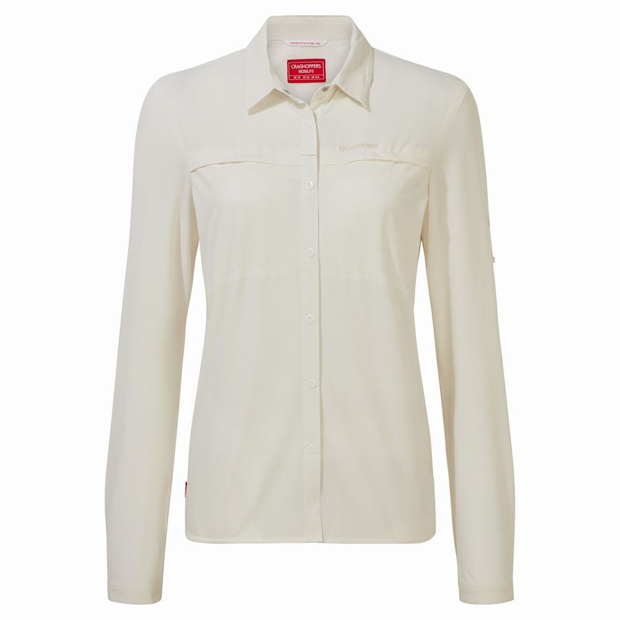 White Craghoppers NosiLife Pro IV Long Sleeved Women's Shirts | OJZ4313OO