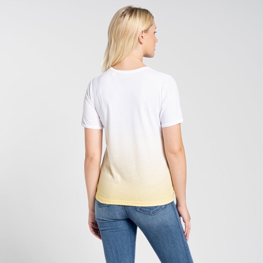 White Yellow Craghoppers Ilyse Short Sleeved Women's T-Shirts | MVA529UG