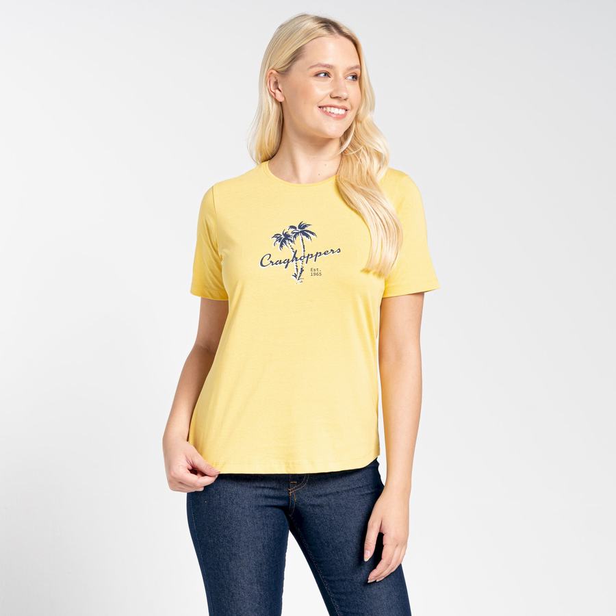 Yellow Craghoppers Ally Short Sleeved Women's T-Shirts | BYE4995KL