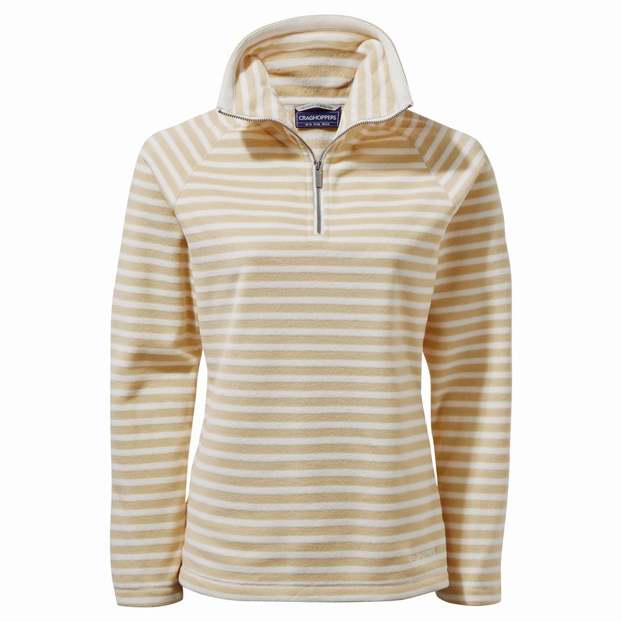 Yellow Stripes Craghoppers Natalia Half Zip Women's Sweaters | QPW31NC