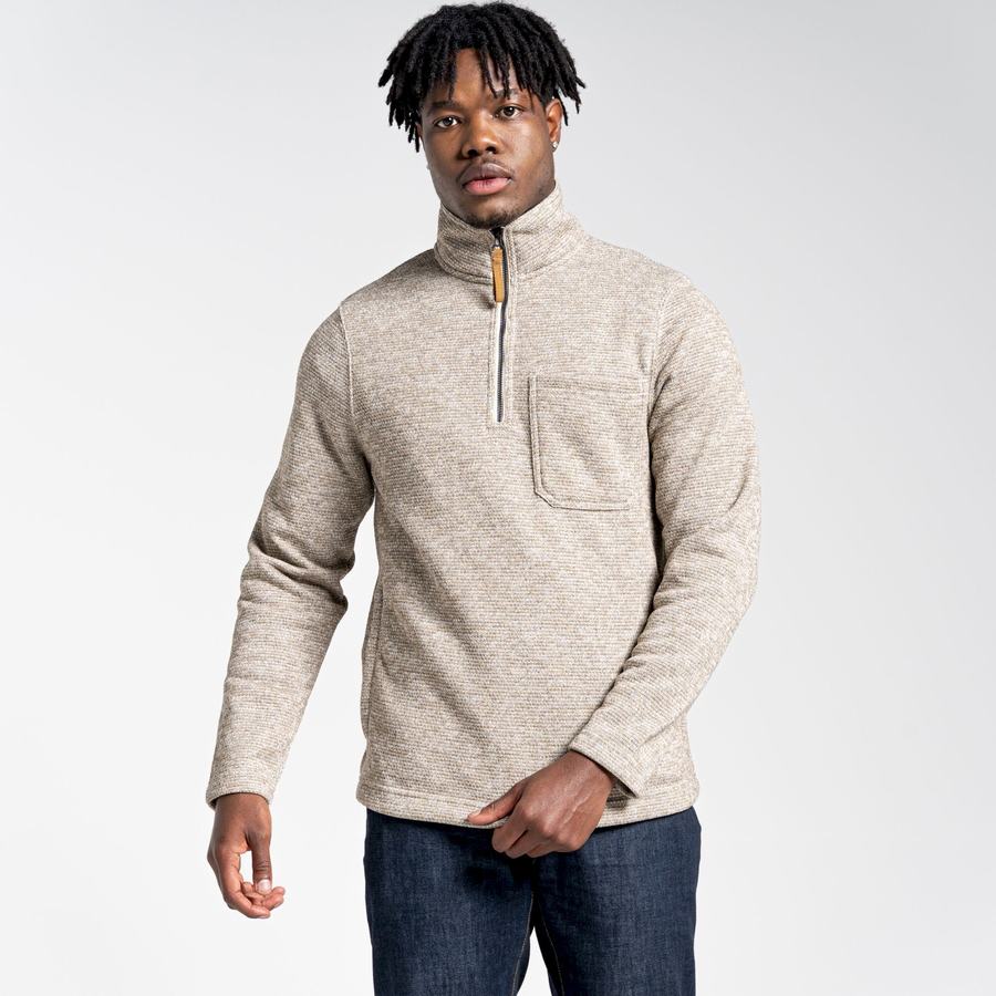 Beige Craghoppers Barona Half Zip Men's Sweaters | FOI1684PQ