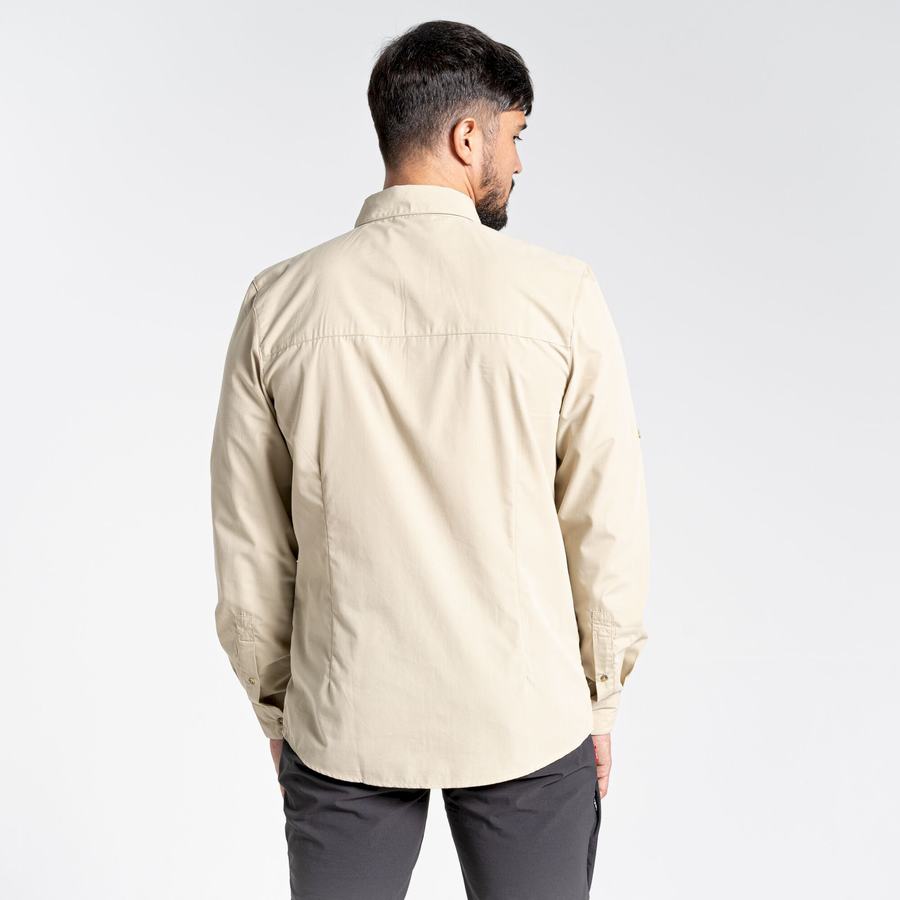 Beige Craghoppers Kiwi Ridge Long Sleeved Men's Shirts | SAH1377FI