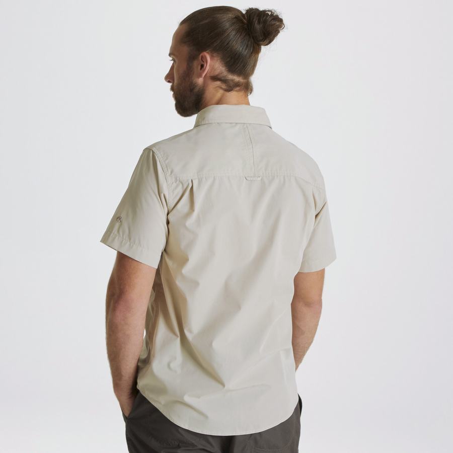 Beige Craghoppers Kiwi Short Sleeved Men's Shirts | RJX9685VW