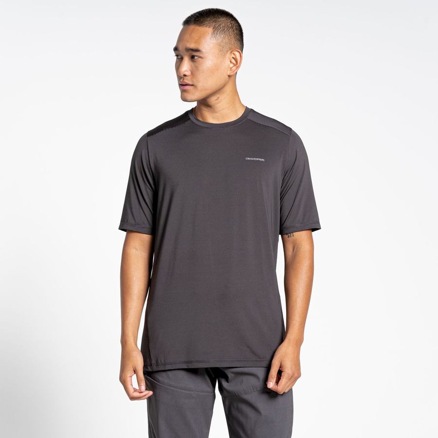 Black Craghoppers Belardo Short Sleeved Men's T-Shirts | MFS9391MN