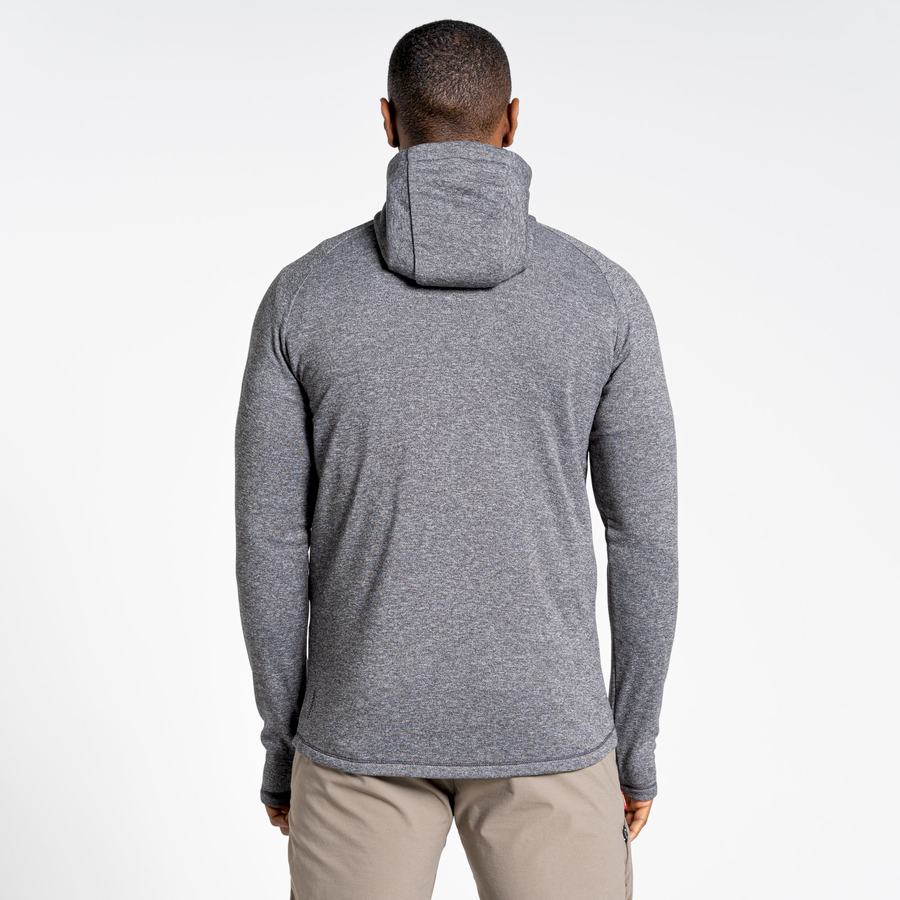 Black Craghoppers Dynamic Hooded Half Zip Top Men's T-Shirts | HIG6498ZK