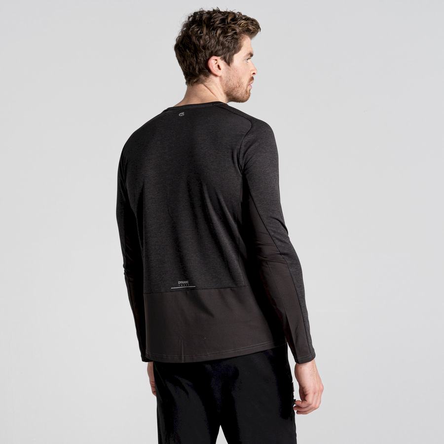 Black Craghoppers Dynamic Pro Long Sleeved Men's T-Shirts | QYD748OQ