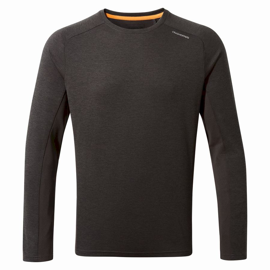 Black Craghoppers Dynamic Pro Long Sleeved Men's T-Shirts | QYD748OQ