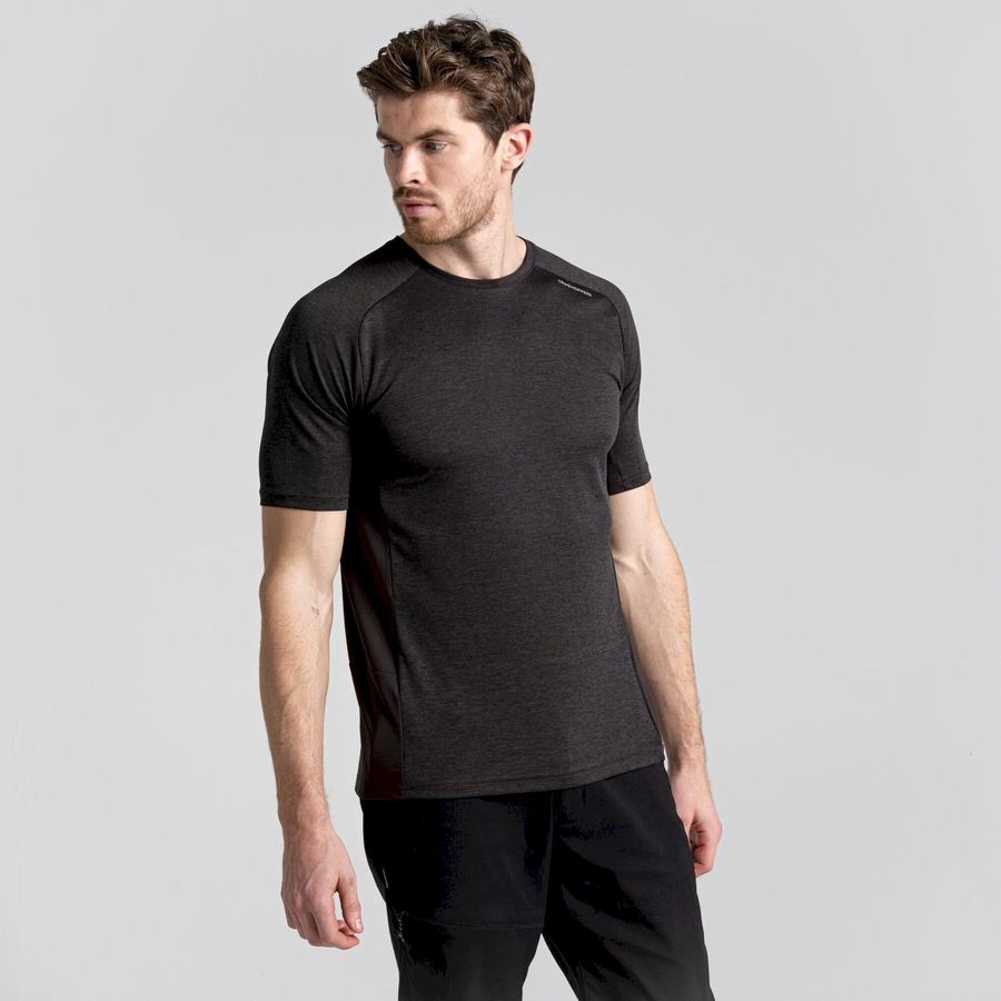 Black Craghoppers Dynamic Pro Short Sleeved Men's T-Shirts | MAE3770QS