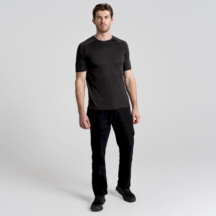 Black Craghoppers Dynamic Pro Short Sleeved Men's T-Shirts | MAE3770QS