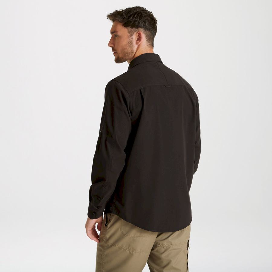 Black Craghoppers Expert Kiwi Long Sleeved Men's Shirts | ZZP4780HD