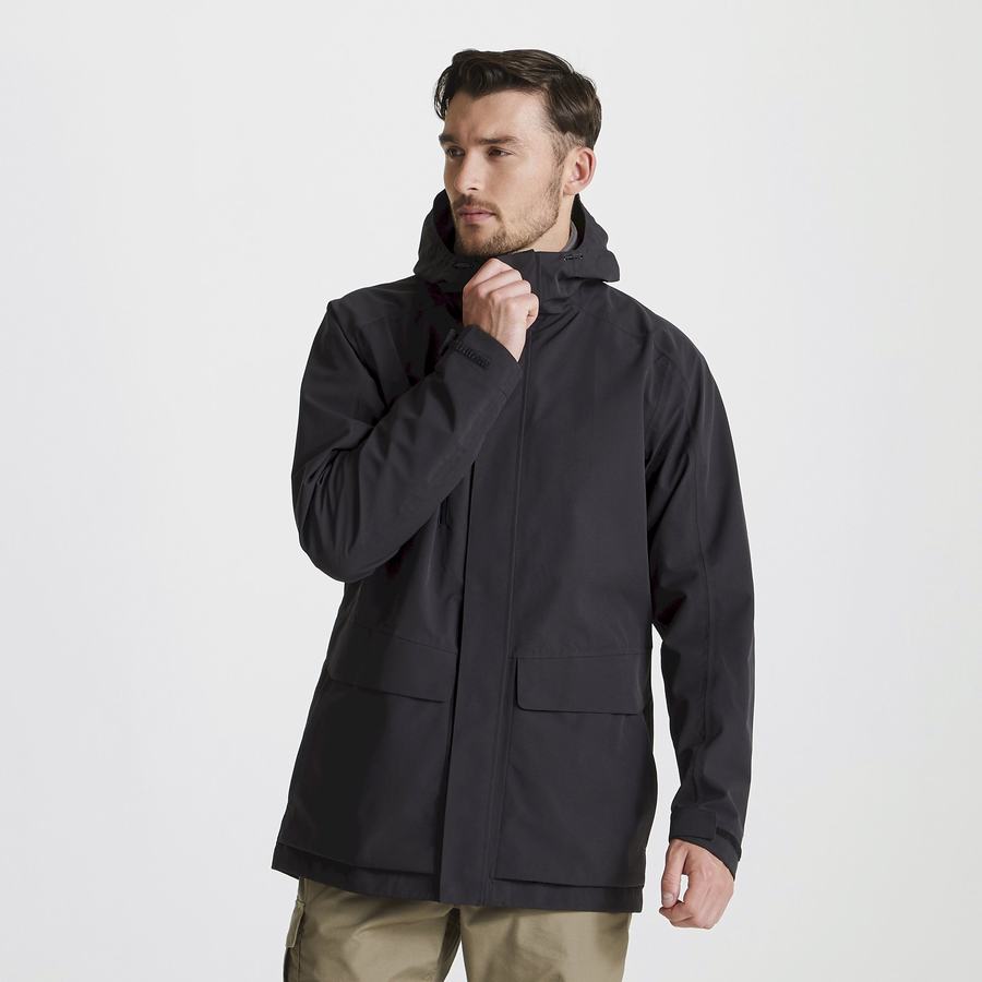 Black Craghoppers Expert Kiwi Pro Stretch Long Men's Jackets | TCN893FS