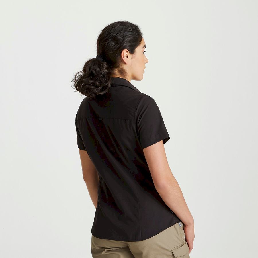 Black Craghoppers Expert Kiwi Short Sleeved Women's Shirts | EKN4744ER