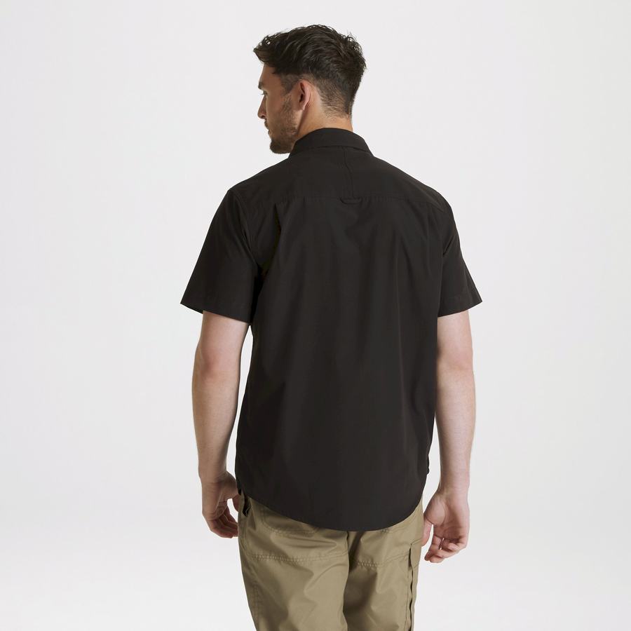 Black Craghoppers Expert Kiwi Short Sleeved Men's Shirts | JRT714OP