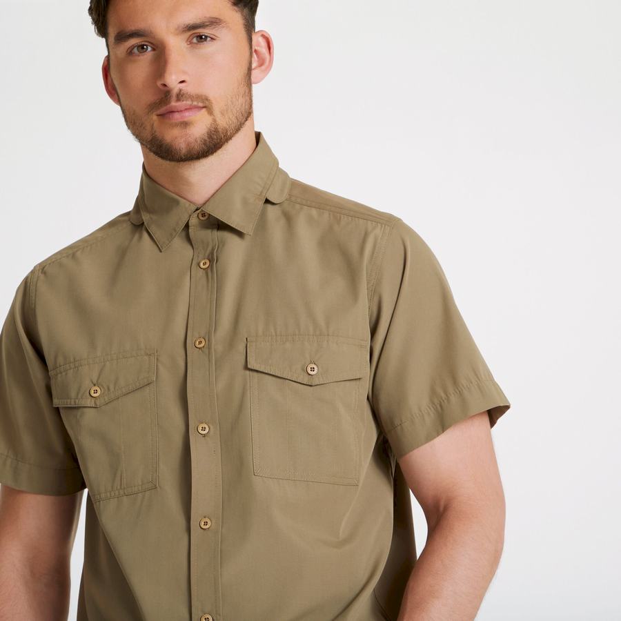 Black Craghoppers Expert Kiwi Short Sleeved Men's Shirts | YQW3929IH