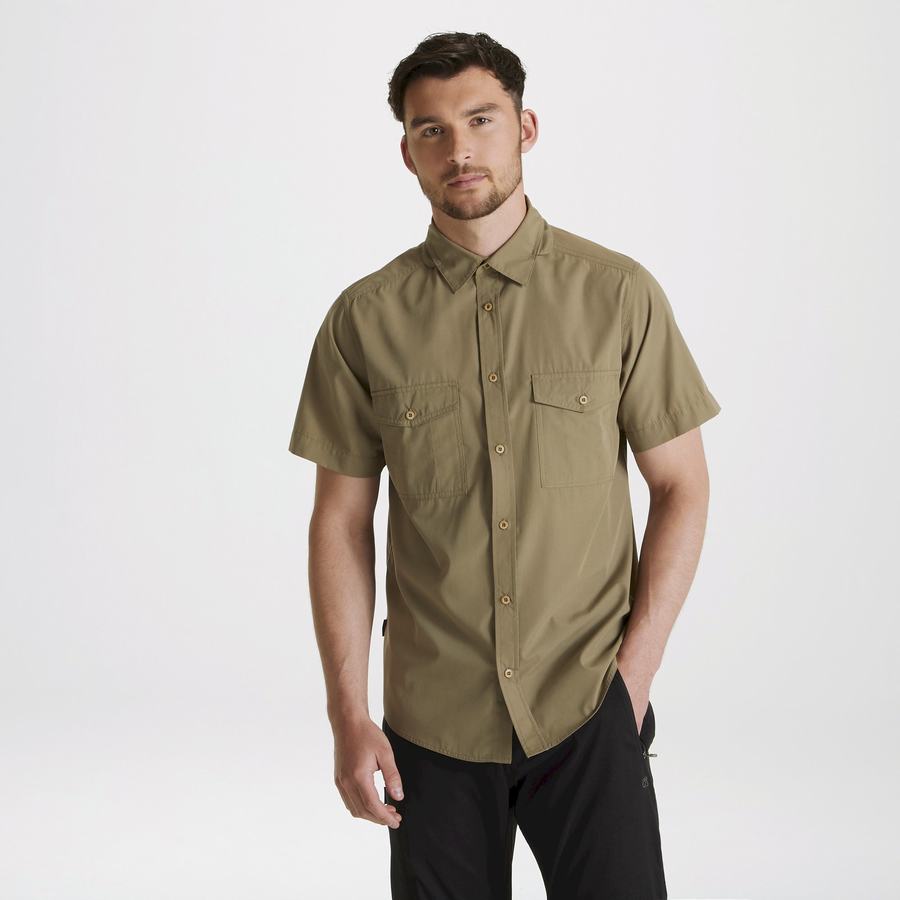 Black Craghoppers Expert Kiwi Short Sleeved Men's Shirts | YQW3929IH