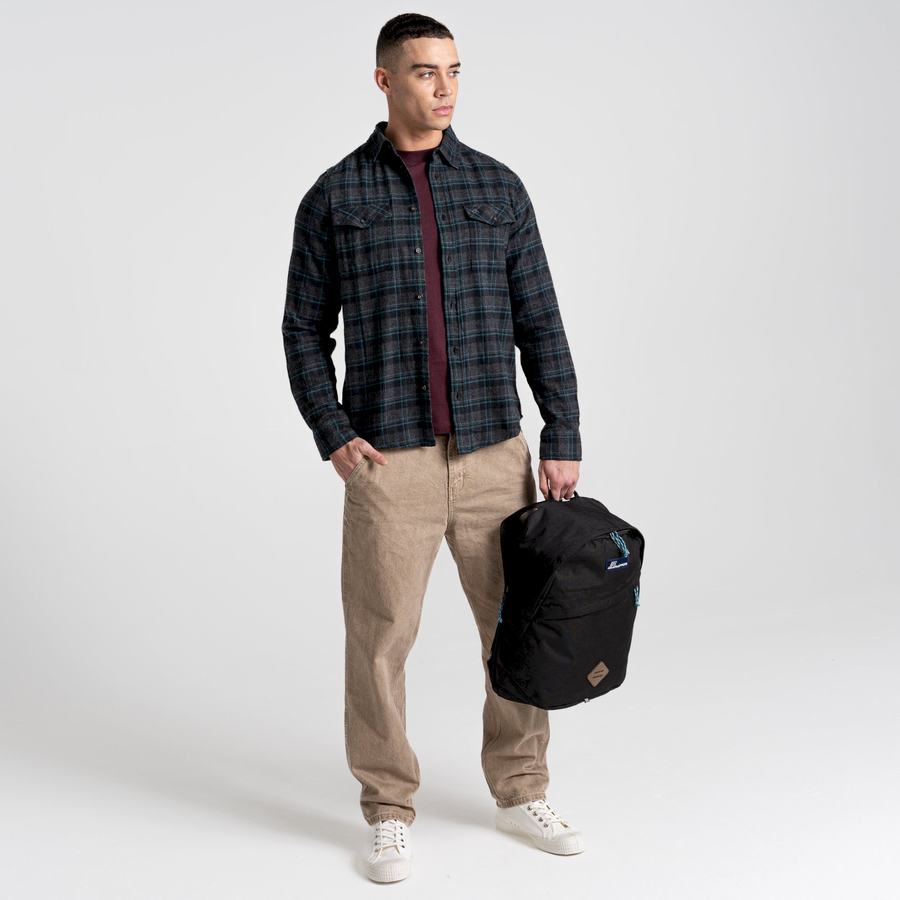 Black Craghoppers Kiwi IV Long Sleeved Check Men's Shirts | HLK5970FZ