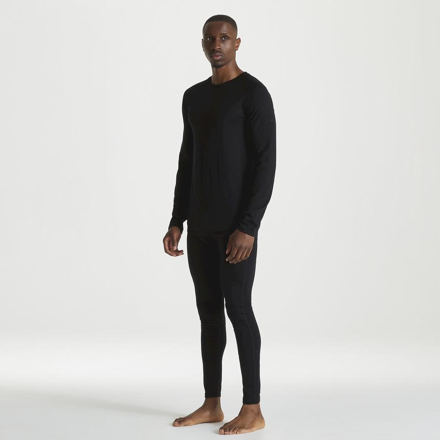 Black Craghoppers Merino Crew Neck Long Sleeved Baselayer II Men's T-Shirts | QPJ8848ZY