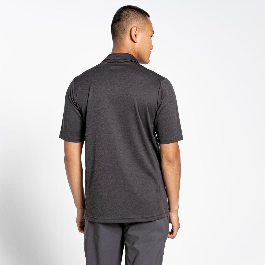 Black Craghoppers NosiLife Pro Active Short Sleeved Polo Men's T-Shirts | UEA3777KA