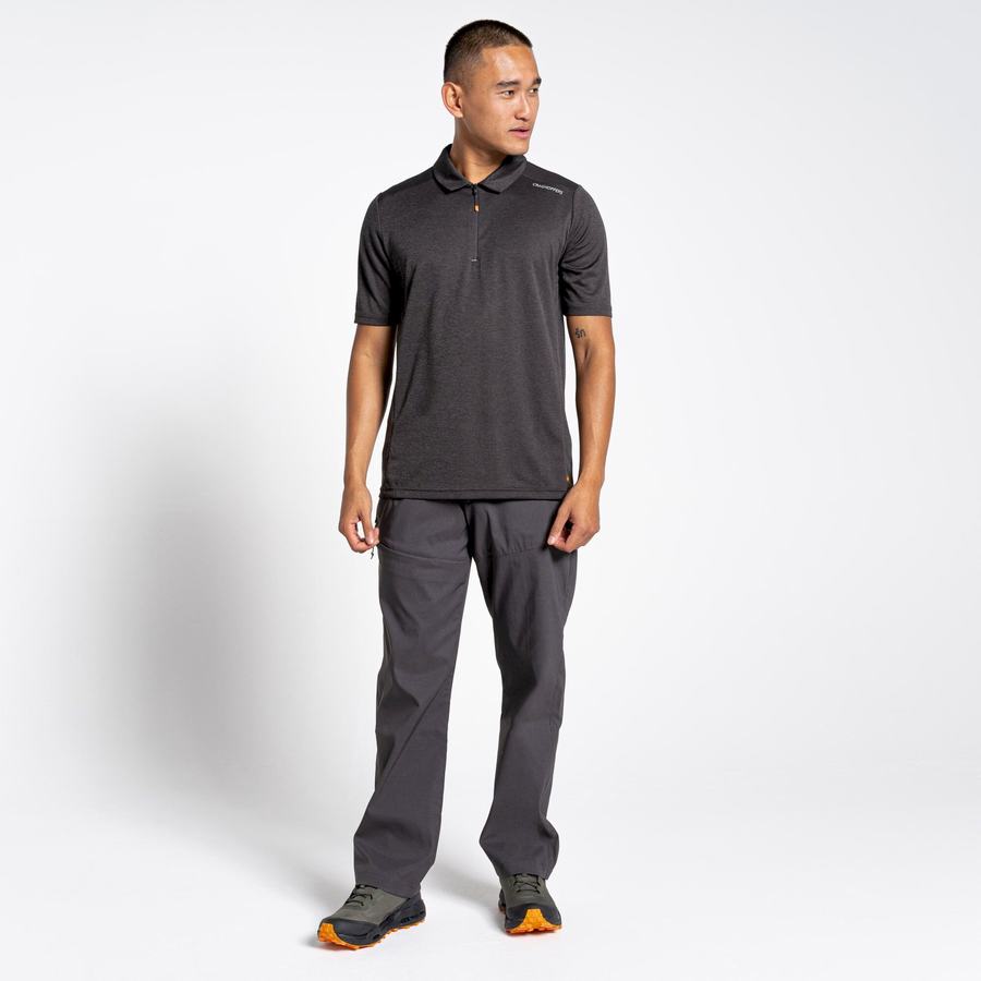 Black Craghoppers NosiLife Pro Active Short Sleeved Polo Men's T-Shirts | UEA3777KA