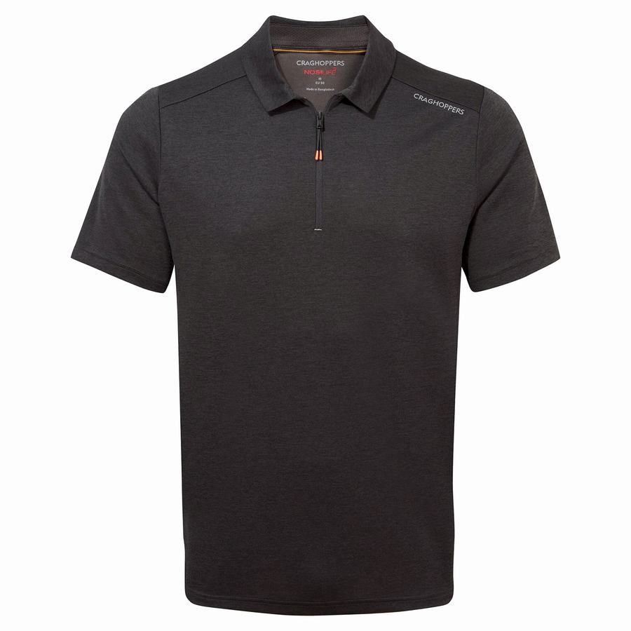 Black Craghoppers NosiLife Pro Active Short Sleeved Polo Men's T-Shirts | UEA3777KA