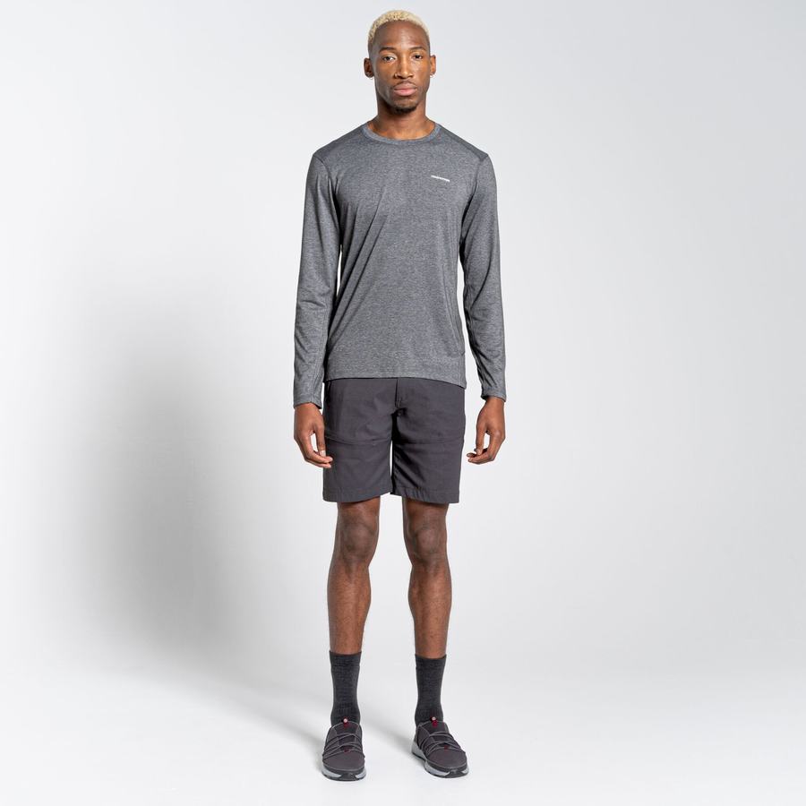 Black Craghoppers NosiLife Talen Long Sleeved Men's T-Shirts | MEQ3791WM