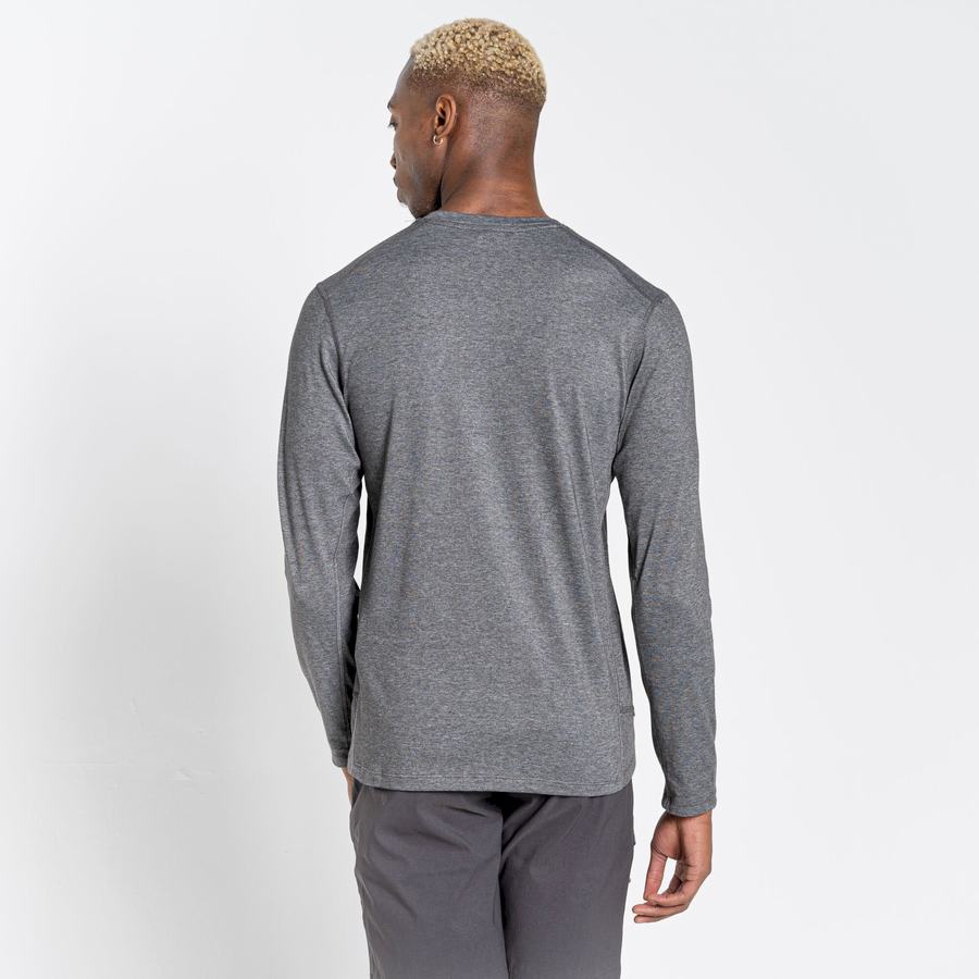 Black Craghoppers NosiLife Talen Long Sleeved Men's T-Shirts | MEQ3791WM