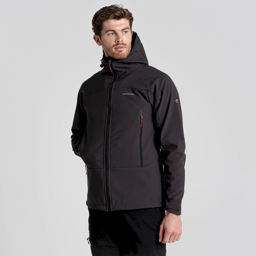 Black Craghoppers Tripp Hooded Men's Jackets | NQH2752JT