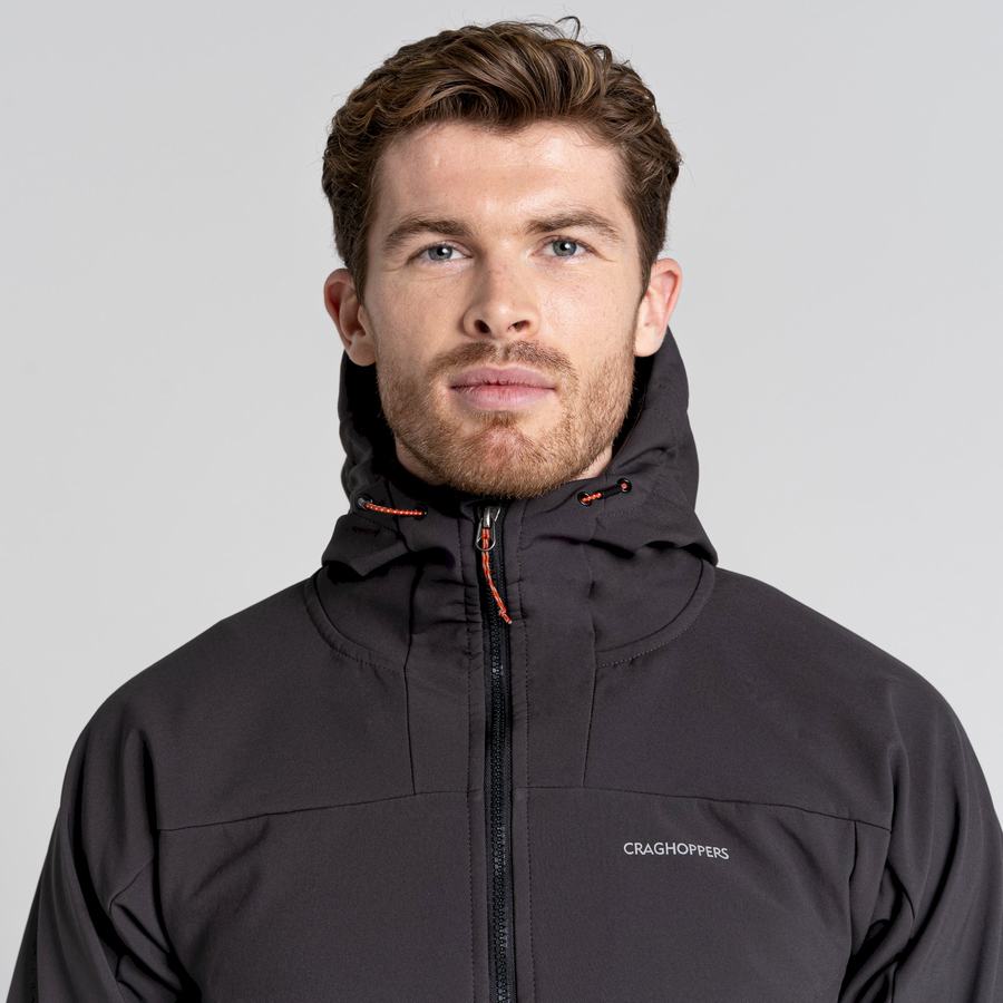 Black Craghoppers Tripp Hooded Men's Jackets | NQH2752JT