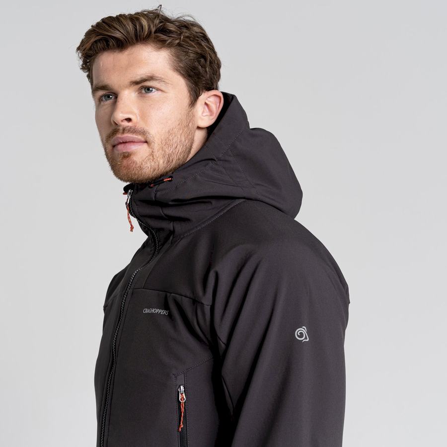 Black Craghoppers Tripp Hooded Men's Jackets | NQH2752JT